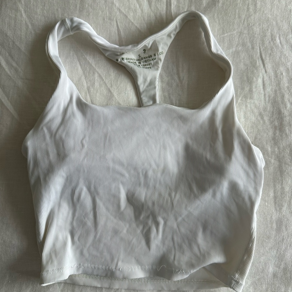 Spiritual Gangster White Racerback Crop Top
